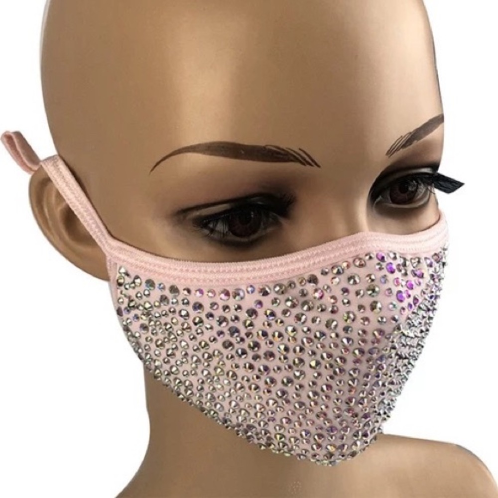 KIDS PINK Rhinestone Bling Face Mask